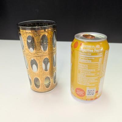 6 - Mid-century Gold Highball Glasses By Culver