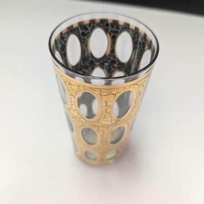 6 - Mid-century Gold Highball Glasses By Culver