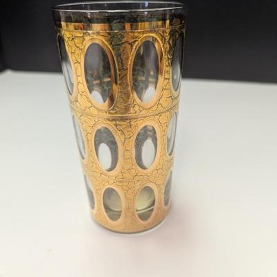 6 - Mid-century Gold Highball Glasses By Culver