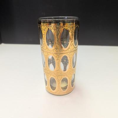 6 - Mid-century Gold Highball Glasses By Culver