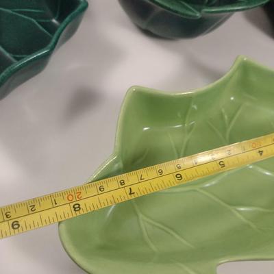 Vintage Glazed Pottery Relish/Dip Tray Set- Marked USA