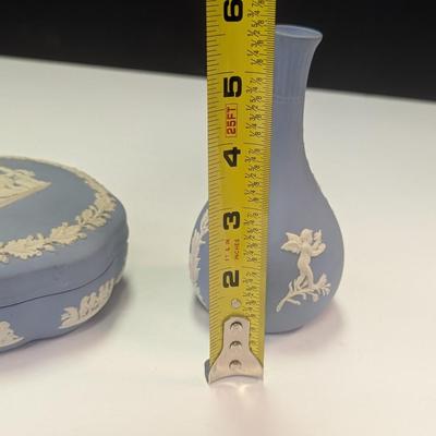 Vintage Wedgwood Jasperware Blue Container #2 & Vase