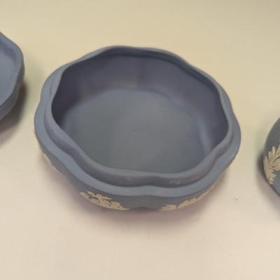 Vintage Wedgwood Jasperware Blue Container #2 & Vase