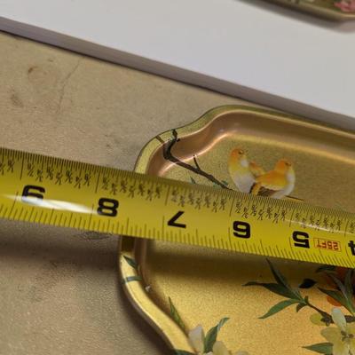 Vintage Floral Bird Tin Trays Made In England