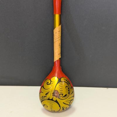 Bovano Flowers Designed By Sharron Kree Handmade From Colored Glass & Metal & Russian Folk Art Ladle Spoon Lacquer