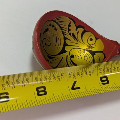 Bovano Flowers Designed By Sharron Kree Handmade From Colored Glass & Metal & Russian Folk Art Ladle Spoon Lacquer