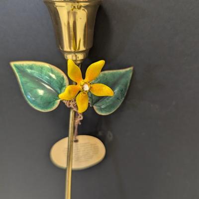 Bovano Flowers Designed By Sharron Kree Handmade From Colored Glass & Metal & Russian Folk Art Ladle Spoon Lacquer