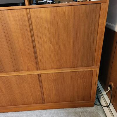 Vintage Mid Century MCM Teak Denmark Hundevad Audio Media Center w Tambour Wall Unit