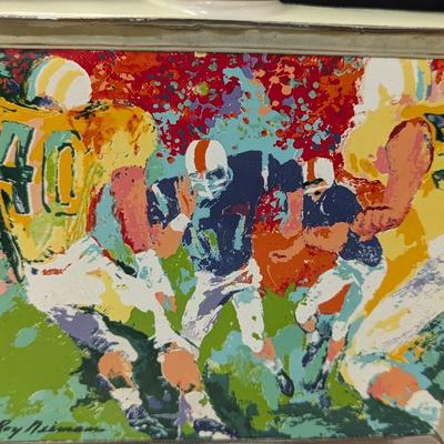 1979 Leroy Neiman Football Decanter Commemorative Satinwood Whisky Bottle