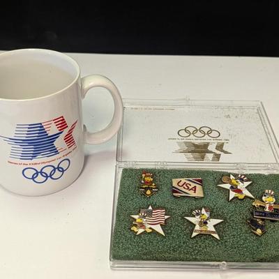 Olympic 1984 Coffee Cup & Lapel Pins