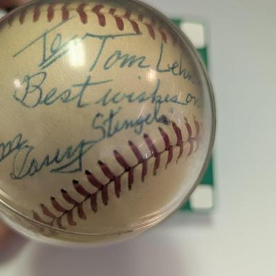 Autographed Casey Stengel Spalding Cork Center Baseball with Case