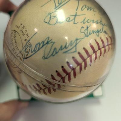 Autographed Casey Stengel Spalding Cork Center Baseball with Case