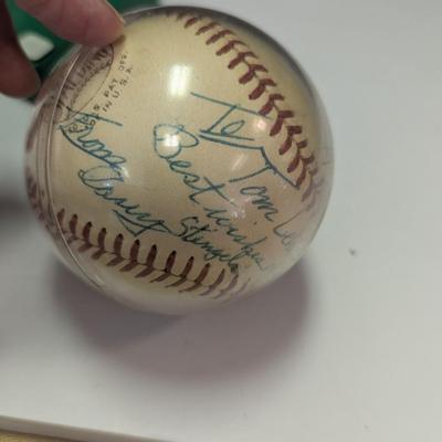 Autographed Casey Stengel Spalding Cork Center Baseball with Case