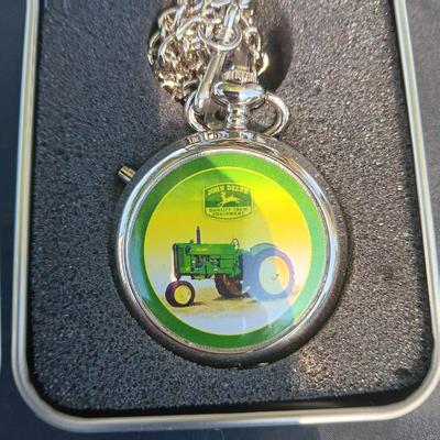 JOHN DEERE POCKET WATCH IN TIN CONTAINER