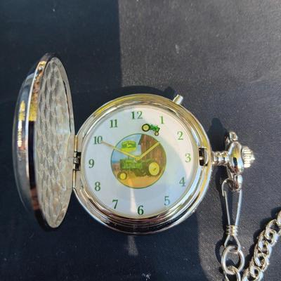 JOHN DEERE POCKET WATCH IN TIN CONTAINER