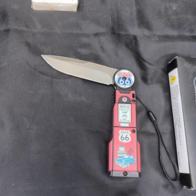 NEW ROUTE 66 POCKET KNIFE AND NEW TEXACO PLAYING CARDS