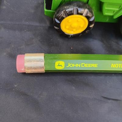 JOHN DEERE TOY FLASHLIGHT THAT SOUNDS LIKE A TRACTOR AND AN EXTRA LARGE PENCIL