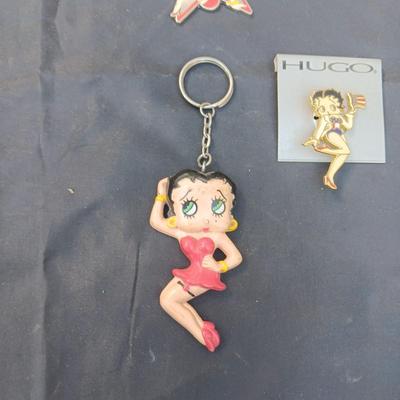 BETTY BOOP WATCH, KEY CHAINS AND PIN