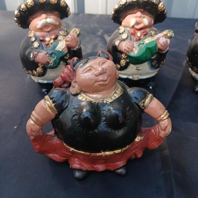 VERY CUTE MARIACHI FIGURES FROM MEXICO AND 2 ASH DONKEYS