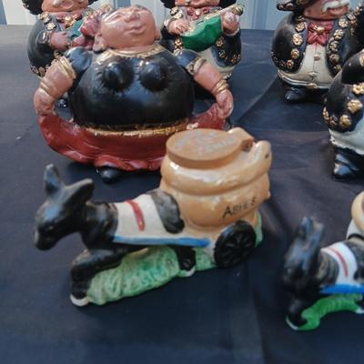 VERY CUTE MARIACHI FIGURES FROM MEXICO AND 2 ASH DONKEYS