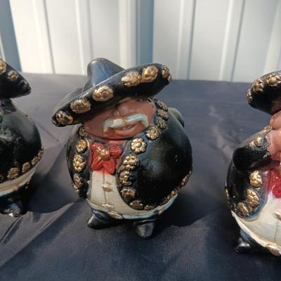 VERY CUTE MARIACHI FIGURES FROM MEXICO AND 2 ASH DONKEYS