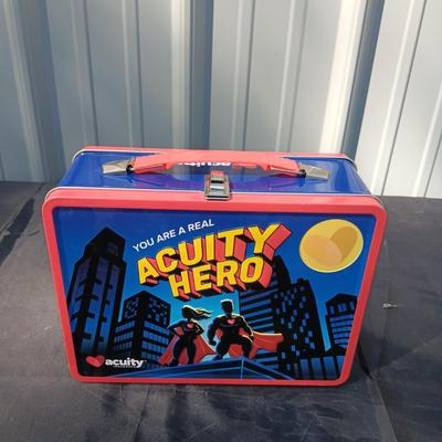 WATCHMAN & ACUITY HERO TIN LUNCH BOXES WITH THERMOSES