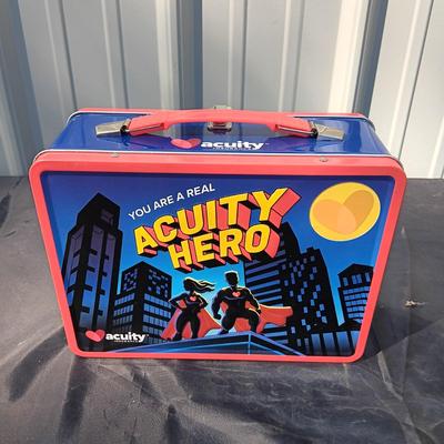WATCHMAN & ACUITY HERO TIN LUNCH BOXES WITH THERMOSES