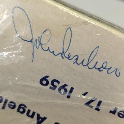 Vintage 1959 Dodger Stadium Groundbreaking Dirt In Souvenir Box Autographed by Vin Scully, Don Drysdale, Wally Moon,