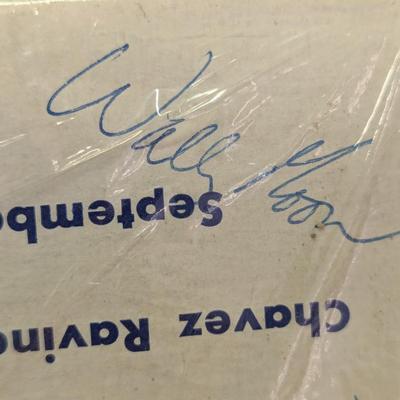 Vintage 1959 Dodger Stadium Groundbreaking Dirt In Souvenir Box Autographed by Vin Scully, Don Drysdale, Wally Moon,
