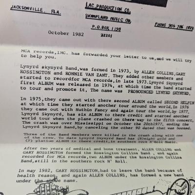 For Promotion Only Allen Collins Band "Here, There & Back" With Signatures Correspondence & Newspaper Clipping