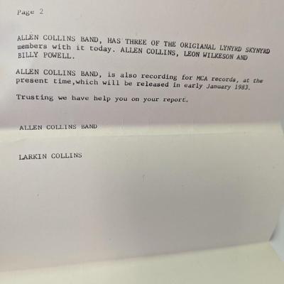 For Promotion Only Allen Collins Band "Here, There & Back" With Signatures Correspondence & Newspaper Clipping