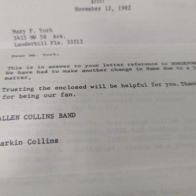 For Promotion Only Allen Collins Band "Here, There & Back" With Signatures Correspondence & Newspaper Clipping