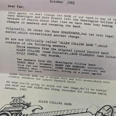 For Promotion Only Allen Collins Band "Here, There & Back" With Signatures Correspondence & Newspaper Clipping