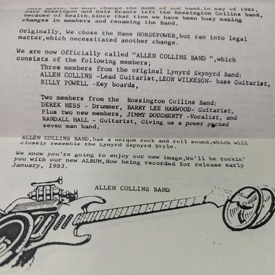 For Promotion Only Allen Collins Band "Here, There & Back" With Signatures Correspondence & Newspaper Clipping