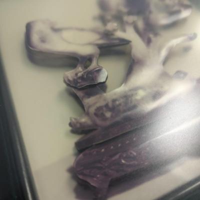 Framed Art Resin in Relief Birds on a Branch Matches the Soapstone Carving in Lot #405