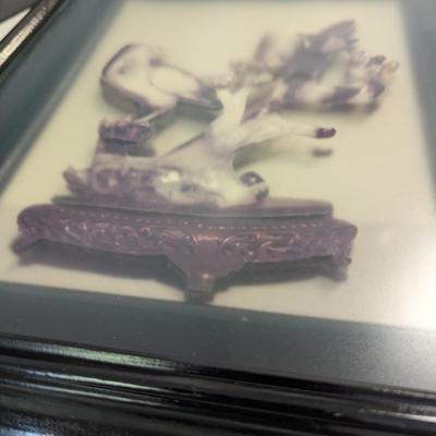 Framed Art Resin in Relief Birds on a Branch Matches the Soapstone Carving in Lot #405
