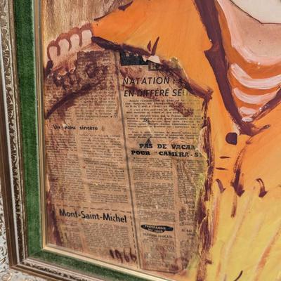 Vintage Etienne Boy with News Paper Original Watercolor Painting