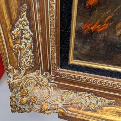 Vintage Framed Art on Canvas “Götterdämmerung” in Classical Gilded Frame