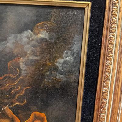 Vintage Framed Art on Canvas “Götterdämmerung” in Classical Gilded Frame
