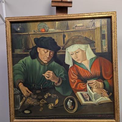Framed Art Print on Canvas 'The Moneychanger & His Wife' by Quentin Massys