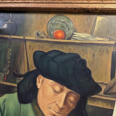 Framed Art Print on Canvas 'The Moneychanger & His Wife' by Quentin Massys