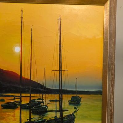 Sun Setting Over The Horizon Painting On Canvas
