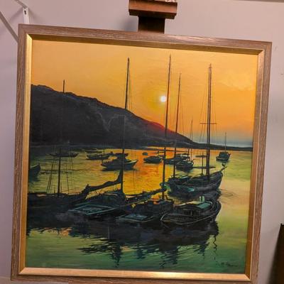 Sun Setting Over The Horizon Painting On Canvas