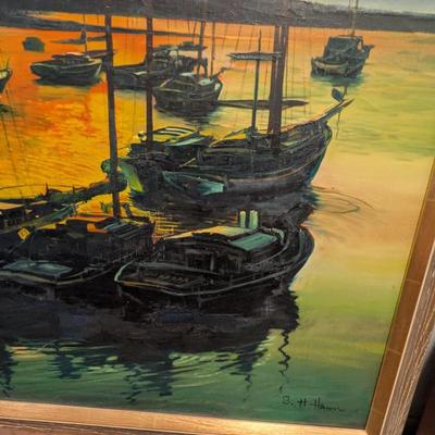 Sun Setting Over The Horizon Painting On Canvas