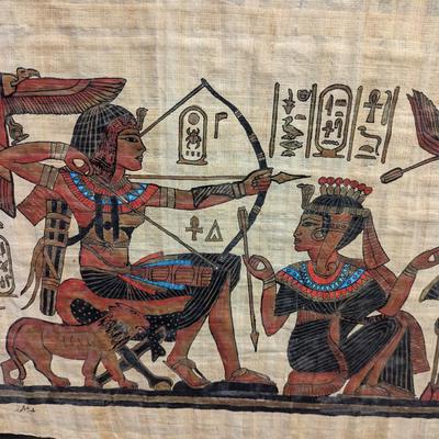 Hand Painted Egyptian Mural Papyrus