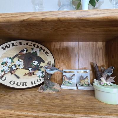 Ceramic and porcelain Sparrows - book ends - trinket boxes - and a welcome to our home wall plaque