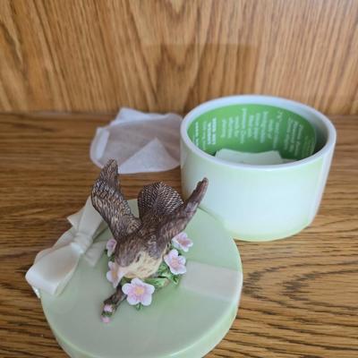Ceramic and porcelain Sparrows - book ends - trinket boxes - and a welcome to our home wall plaque