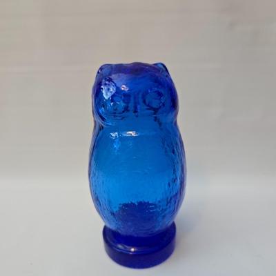 Vintage MCM Pilgrim Art Glass Cobalt Blue Glass Owl Figurine