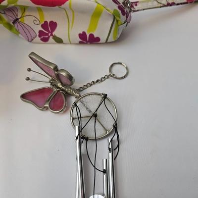 Butterfly brooch pins, necklace, keychain, windchimes, flower bouquet and more