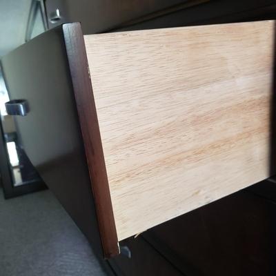 Two Toned Wooden Dresser with Mirror and Glass Top (PB-KD)